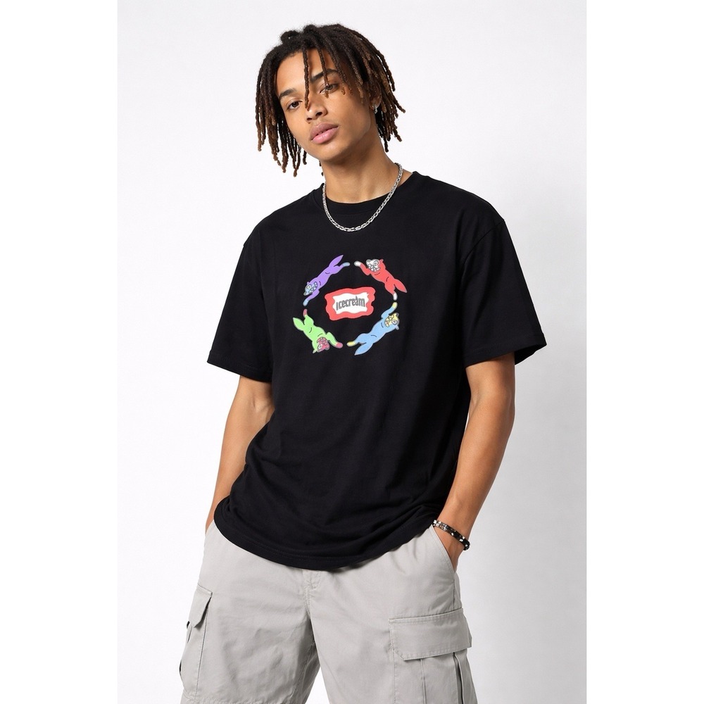 Icecream T Shirt Mens L Black Graphic Tee Running Dogs Logo Streetwear